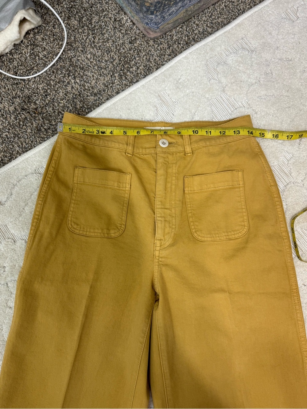 Madewell Emmett cropped mustard wide leg pants, size 27 - Picture 3 of 10